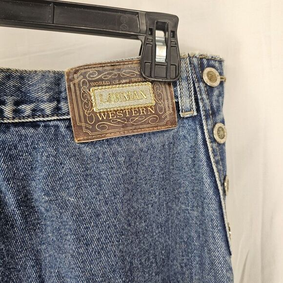 Vintage Lawman Juniors Straight Leg Mom Jeans 13 34 Buttons Medium Wash Tall Blu - Picture 8 of 8